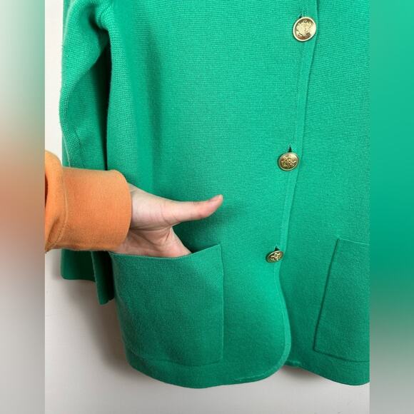 J. Crew Giselle sweater-blazer Kelly Green Wool Cotton Blend Size Small EUC - Picture 2 of 7